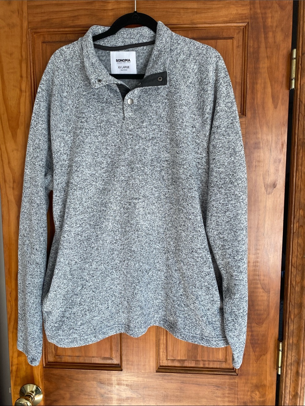 Sonoma Gray Heather Snap-Placket Pullover Sweater